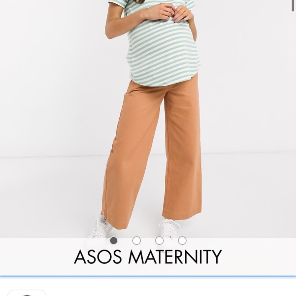 ASOS DESIGN Maternity High rise 'easy' wide leg jean in washed tobacco